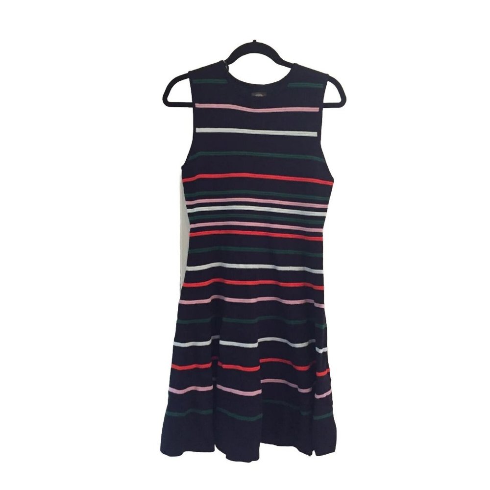 Vince Camuto Holiday Color Striped Fit & Flare Sweater Dress Medium